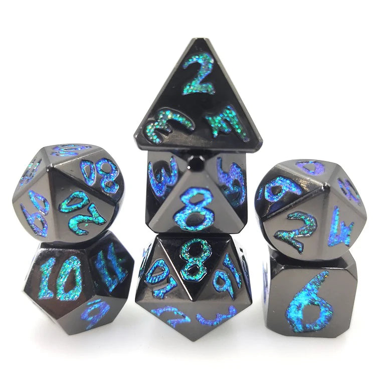 Fast Delivery Dungeons and Dragons Glitter Metal Dice Set Custom Logo Board Game Dice for Fun & Entertaining 5 Days in Stock