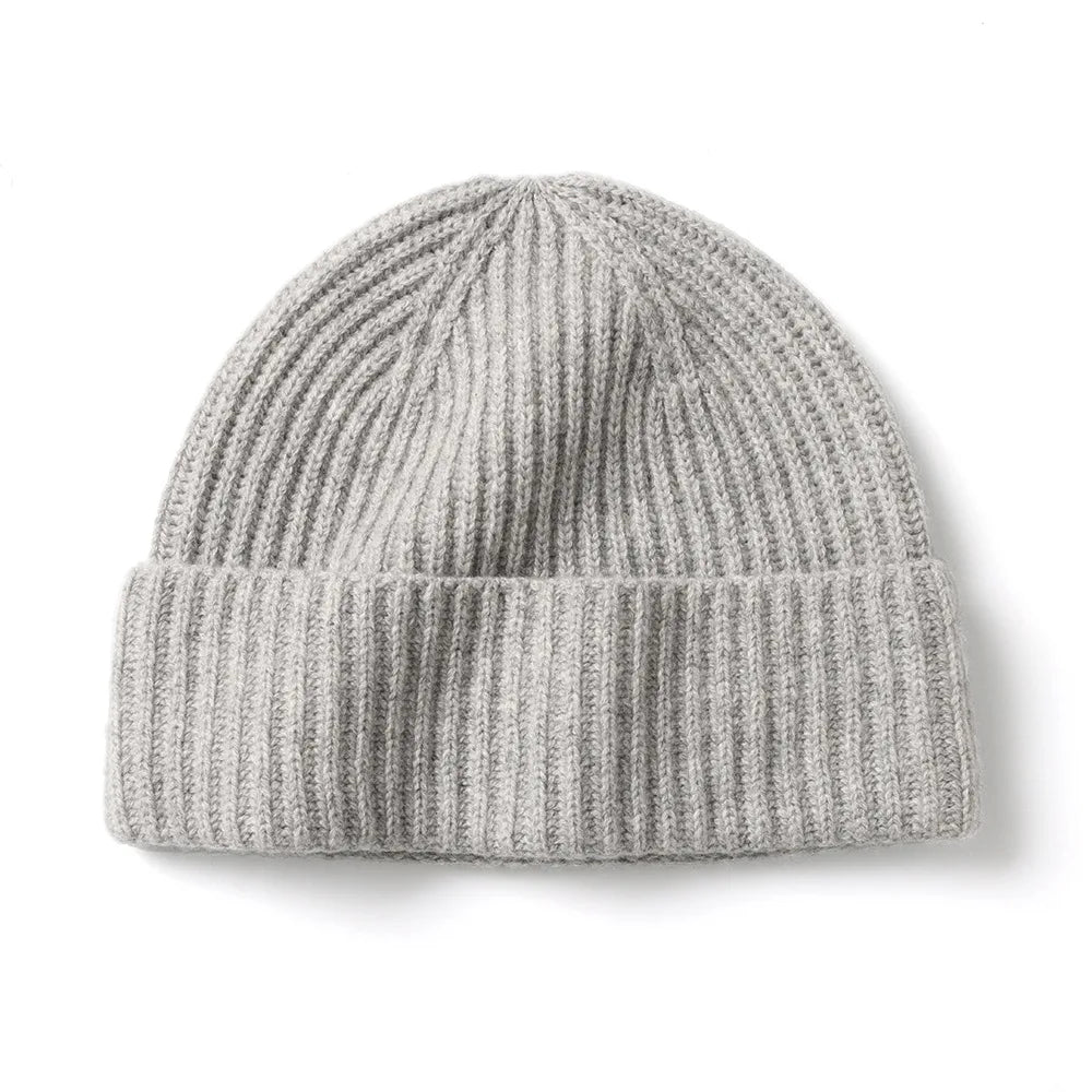 Luxurious Men's Cashmere Beanie Unisex Vintage Cashmere Striped Ski Beanie