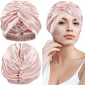 100% Mulberry Silk Sleep Cap Double-Layer Plain Woven Night Bonnet Headwear with Elastic Strap for Hair Natural Silk-Breathable