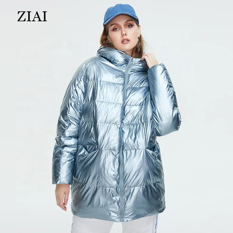 Winter Down Jacket Women Loose Clothing Outerwear Quality Thick Cotton Medium Length Winter Coat Astrid FR-7078