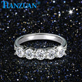 1.5ct 4mm Round Five Stones D Vvs Moissanite Half Eternity Band Ring 925 Sterling Silver Jewelry Engagement Anniversary GRA