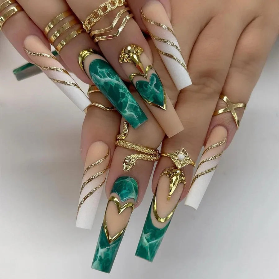 New Design Full Cover Colorful Press on Nails Wholesale French Tip Press on Nails Acrylic False Artificial Fingernails With Glue