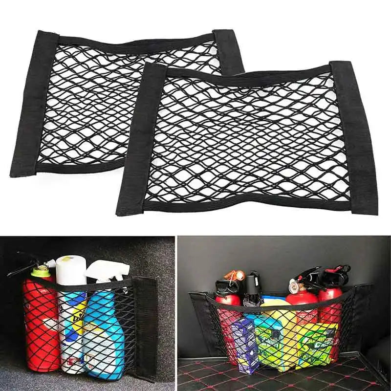 Mesh Wall Magic Sticker Organizer Pouch Bag Nylon Portable Car Trunk Storage Net for SUV