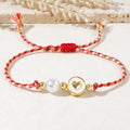 Go2boho Handmade Cotton Rope String Love Heart Beads Women's Fashion Jewelry Imitation Round Pearls Bracelets for Friends Gifts