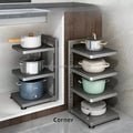 Adjustable Multi-Layer Kitchen Storage Rack Steel Metal Household Pot Spice Rack for Cabinet Sink Organization for Bathroom Use MegaBDM