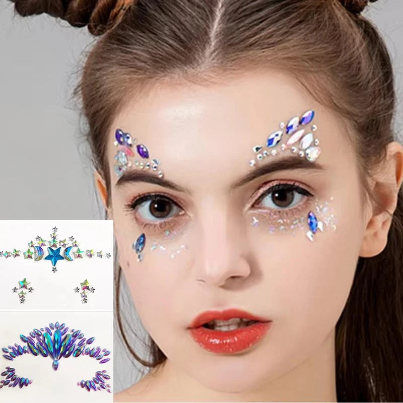 Five & Ten GMPC/Sedex/ISO/EUDR Factory Face Gems & Rhinestone Stickers Performances  Festive Makeup Decor for Cheeks Forehead