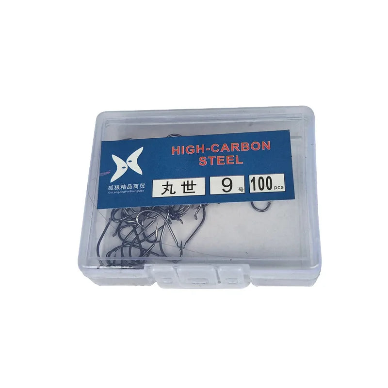 Gulang 100pcs/box High Carbon Steel Fishhooks Pesca Hook Fishing Hooks Set Size3-17#High Efficiency Barbed Carp Fishing Hooks