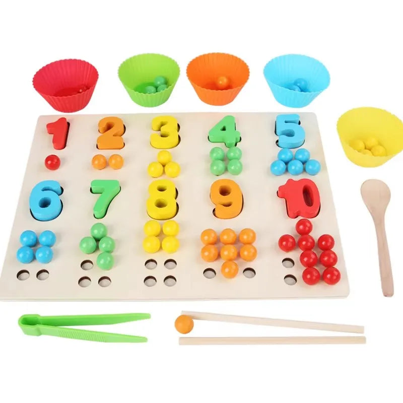 New Arrival 2022 Wholesale Wooden Math Learning Number Matching Gifts Toy Montessori Early Educational Counting Geometry Toys