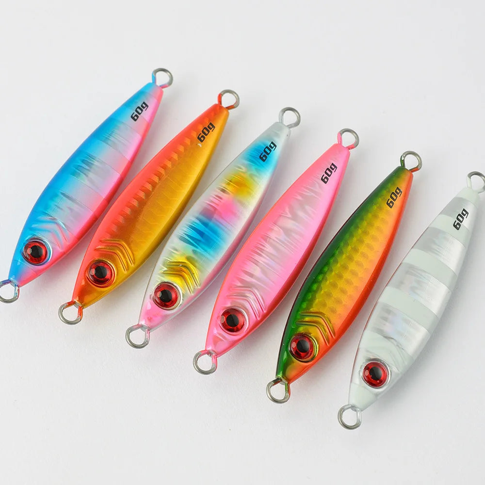 Jigging Pro 60g 80g Long Cast Slow Pitch Metal Jigging Lure Slow Pitch Jigs for Saltwater Fishing Tackle