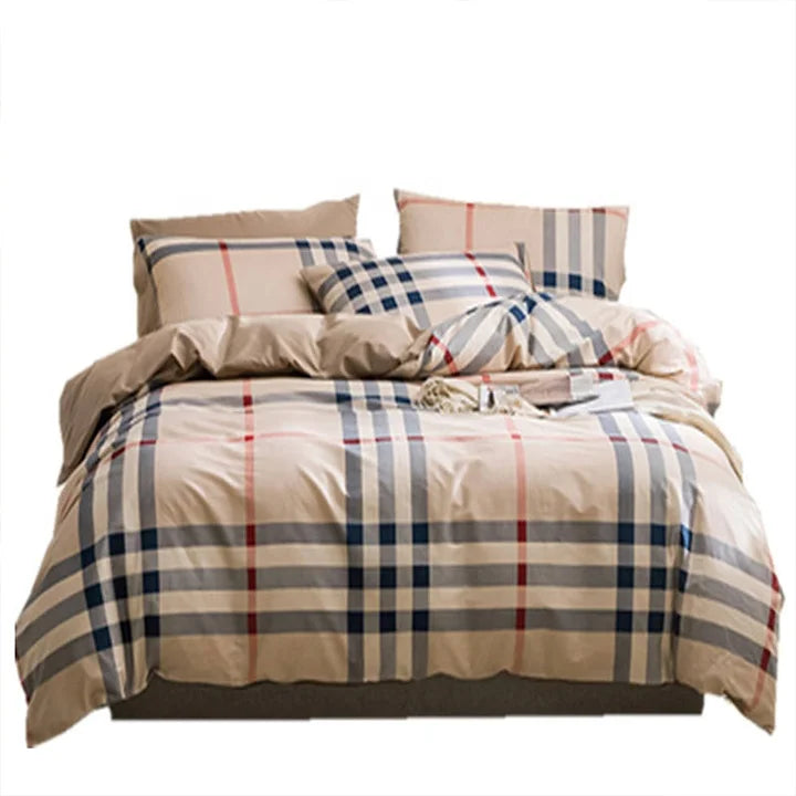In Stock Four-piece Microfiber Bed Sheet  Simple Nordic Style Sub-stripe Duvet Cover Hotel Bed Linen Hotel Bedding Set