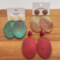 Wholesale Retro Marbled Resin Oval Dangle Earrings Multi Color Large Statement Drop Earrings Trendy Vintage Fashion Jewelry