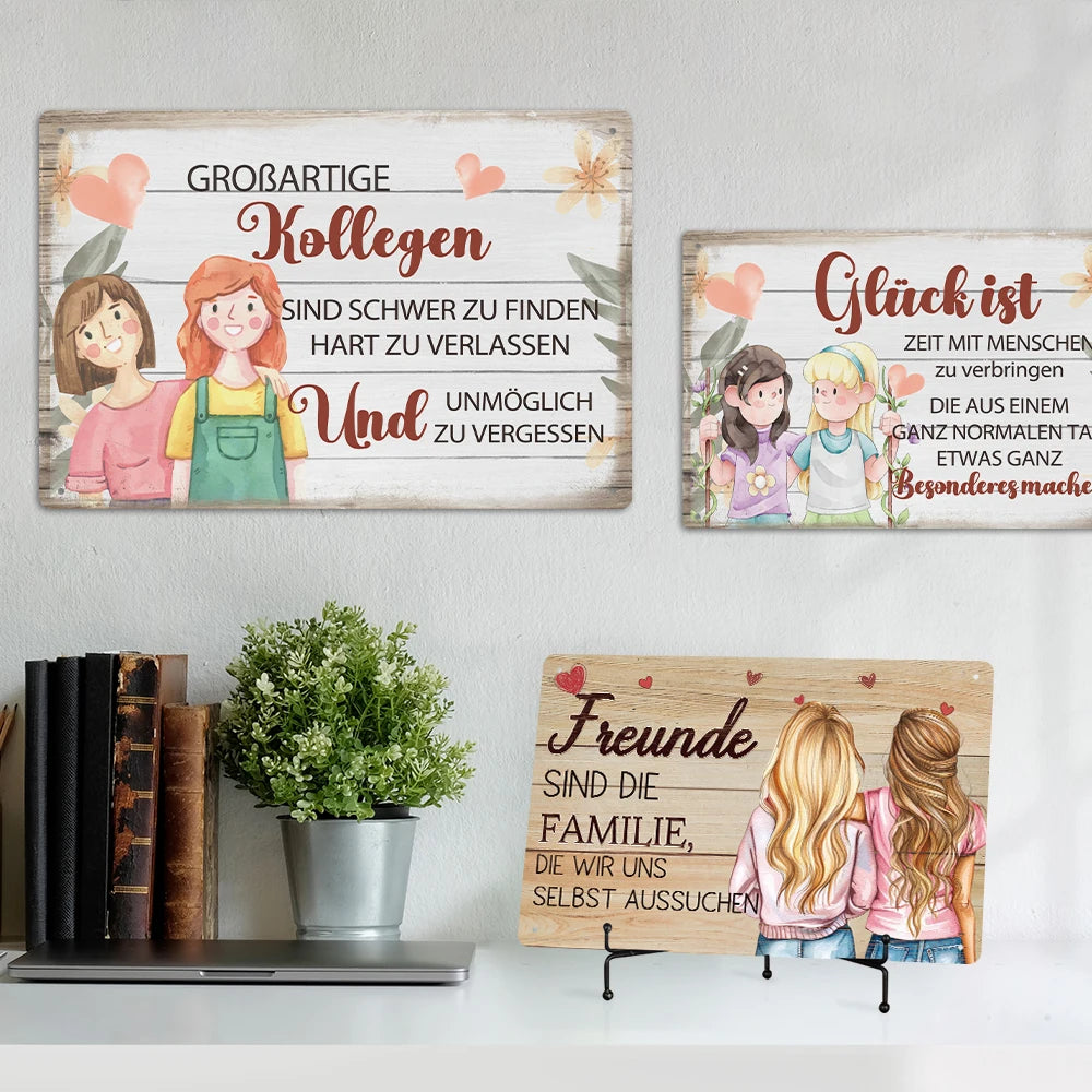 Putuo Decor Germany Vintage Metal Tin Sign Friendship Intimacy Retro Tin Plate Living Room Decor Gift