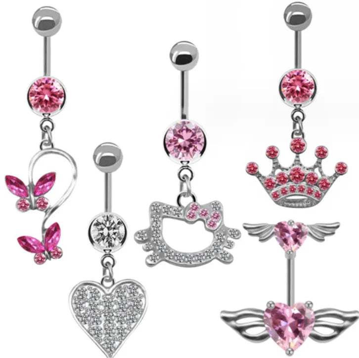 Top Sale Hello Kitty Belly Ring pink Wholesale Belly Ring for Woman
