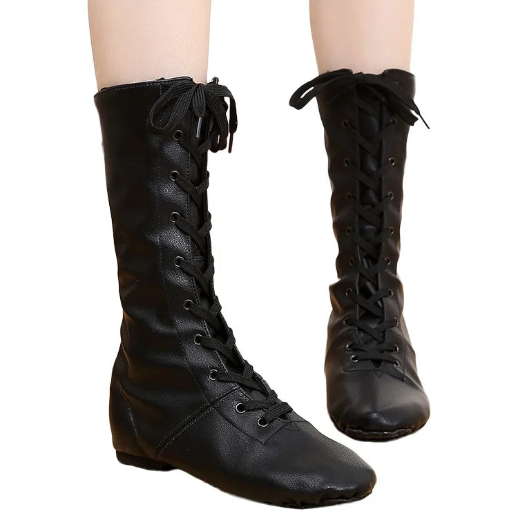 Hot Selling Black Jazz Dance Shoes Black Ballet Modern Social Performance Dancing Boots for Girls