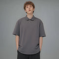 Streetwear Manufacturer's Vintage 250g Pique Polo Shirt for Men American-Style Short-Sleeved With V-Neck and Ice-Feel Fabric