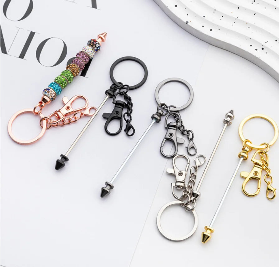Mini Cartoon Beaded Zinc Alloy Carabiner Keychain-DIY Lightweight Waterproof for Handmade Creative Personal Bag Hangers