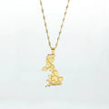 New Fashion Laser Cut Stainless Steel Fashion Women England Necklace Jewelry Geometric World Map Necklace