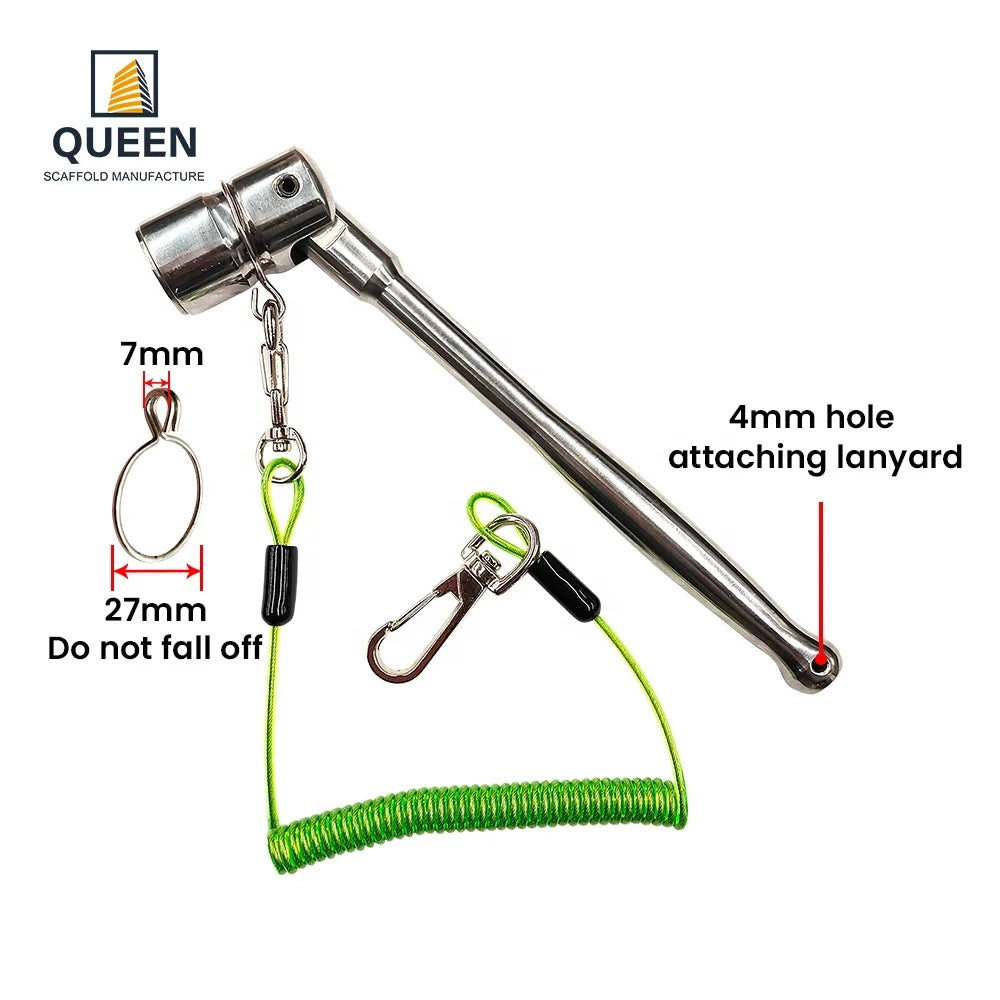 21mm Promotional Heavy Duty Scaffold Socket Wrench CRV Solid Head Scaffold Spanner Chrome Plated Carbon Steel Handle