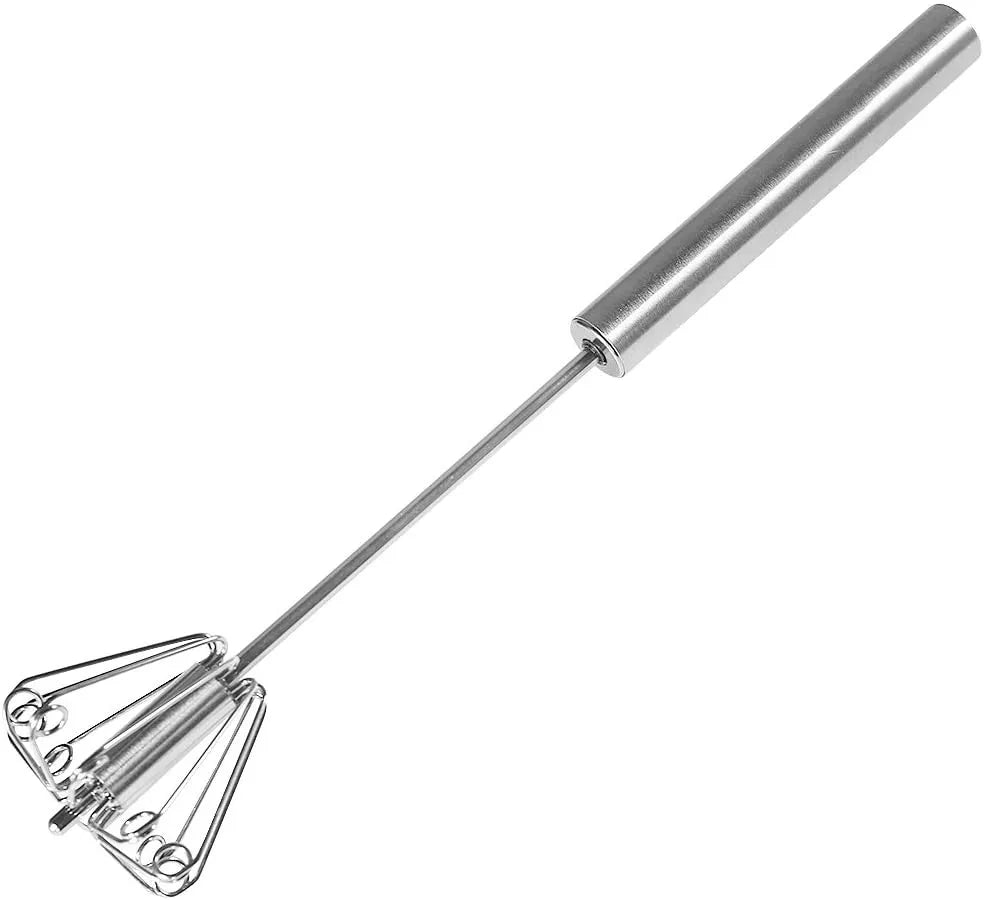 Stainless Steel 12 Inch Rotary Whisk Handy Turning Metal Egg Beater Breaker for Kitchen MegaBDM