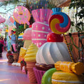 Christmas Candyland Decorations Giant Ice Cream Props Outdoor Painted Model Resin Crafts Christmas Display Statues Figurines