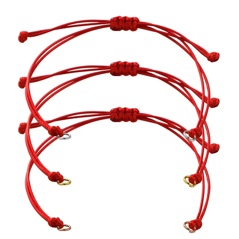 Custom Red Rope Bracelet Chain with Charm Adjustable Jewelry Size Handmade Woven Wax Chains for Jewelry Making