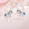 Rainbow Dream Fantasy Unicorn Stud Earrings 925 Sterling Silver Earrings for Girls Party Statement Jewelry Children Gift