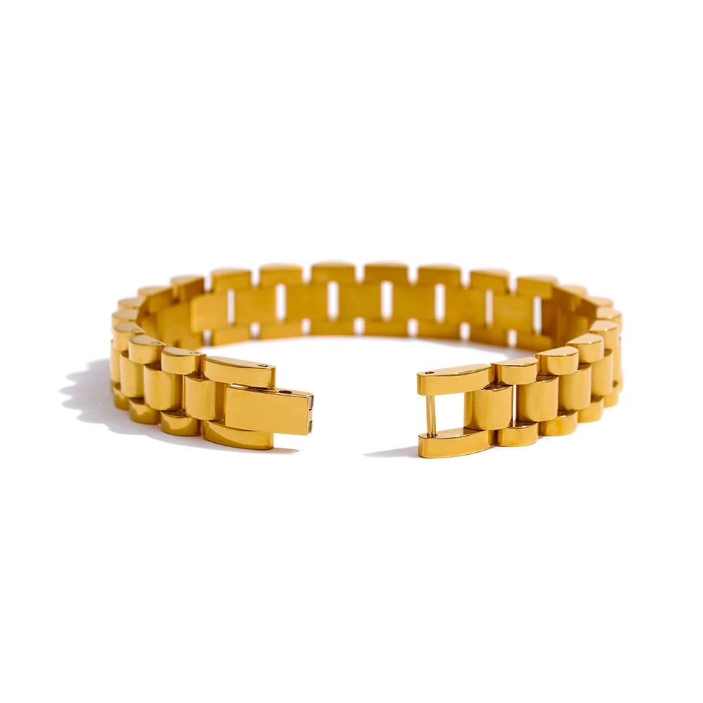 JINYOU 768 Simple 18K Gold Plated Heavy Metal Texture Bracelet Stainless Steel Chain Bracelet 2025 MegaBDM