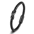 Customized Handmade Men's Stainless Steel Silver Plated Trendy European Leather Bracelet Bangles