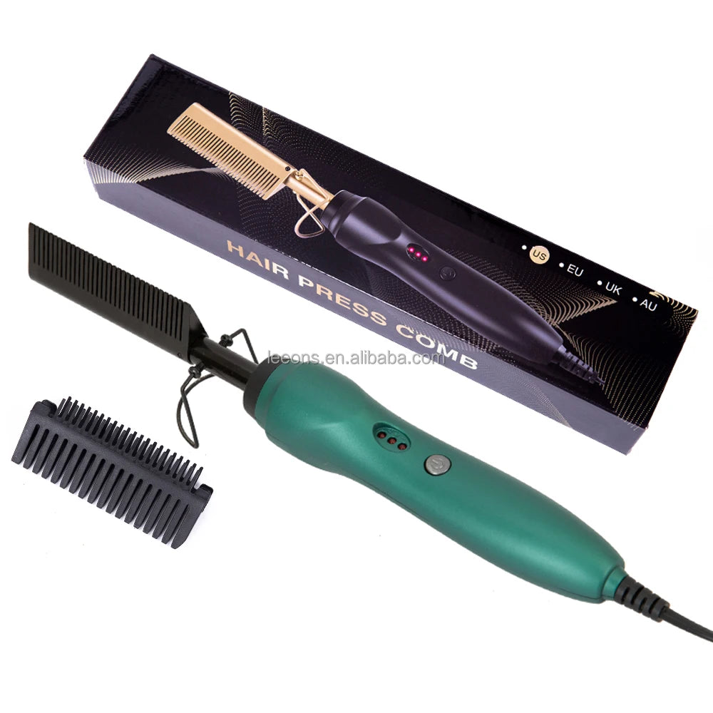 Hot Comb Electric Wig Pressing Comb Straighteneing Brush African Iron Curlers Anti-scald Straightener for Natural Black Hair