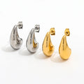 New Trendy 18K PVD Gold Plated Tarnish Free Waterproof Shiny Hollow Teardrop Stainless Steel Earring
