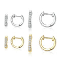 925 Sterling Silver 14K Shiny Zircon Simple Hoop Earrings for Women Fashion Jewelry Silver Earrings Party Gift SCE498