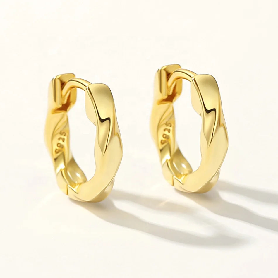 Nagosa 925 Sterling Silver Jewelry 14k Gold Vermeil Mobius Basic Hoop Huggie EarrIngs 18k Gold huggies for Women