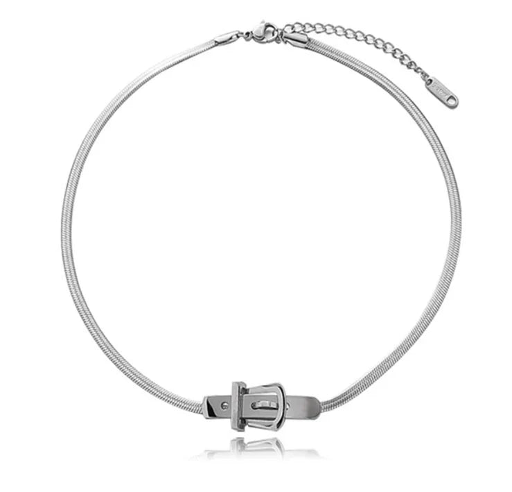 Women Fashion Goth Trending Stainless Steel Snake Chain Clasp Charm Choker Necklace Women Jewelry Necklaces