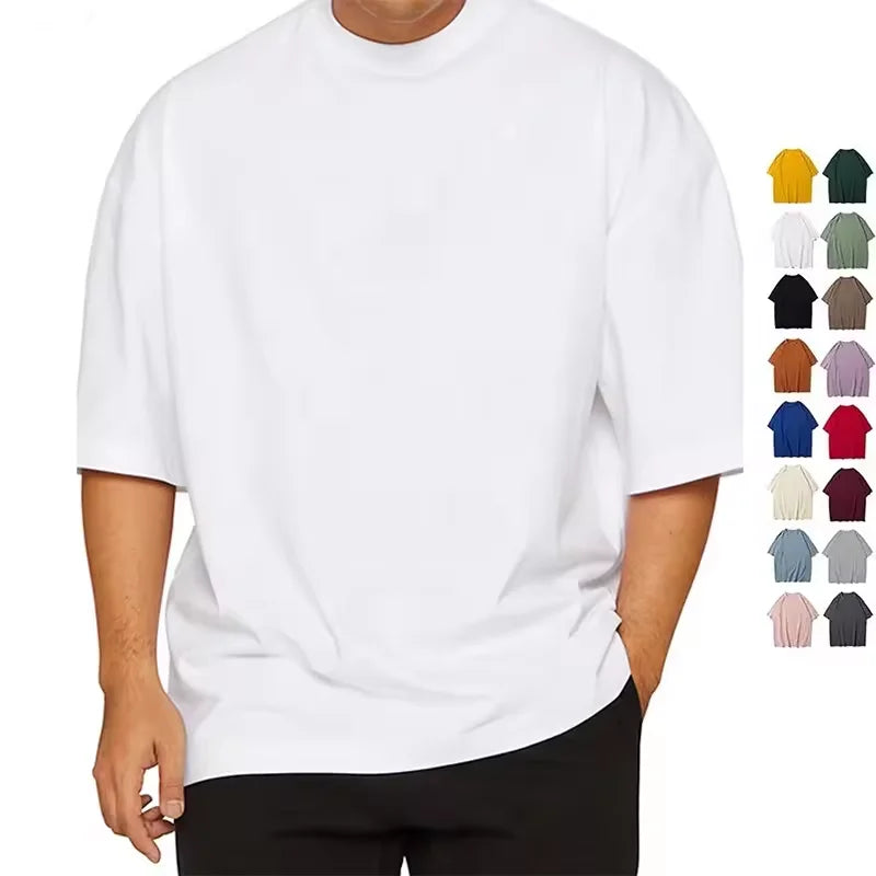 Prime Quality Custom Logo Heavy Weight Tshirts Plain T Shirt 100% Cotton Men Tshirt 280GSM Puff Print Oversized Blank T Shirts