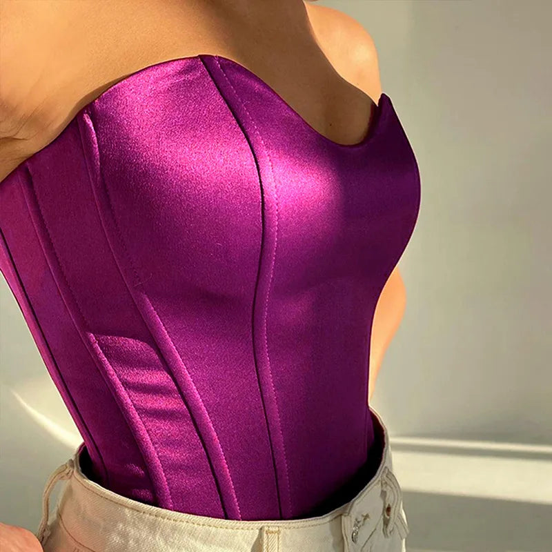 2022 Summer Strapless Patchwork Tank Top Women Solid Color Chest Vest Ladies Crop Top