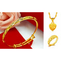 Dubai Gold 18k Gold Color Profiteering Products Love Heart Gypsophila Jewelry Gold Bracelet Ring Necklace Three Piece Set