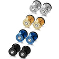 White Zircon Male Crystal Gold Men Black Great Wall Pattern Diamond Head Barbell Earrings Spherical Screw Titanium Earring