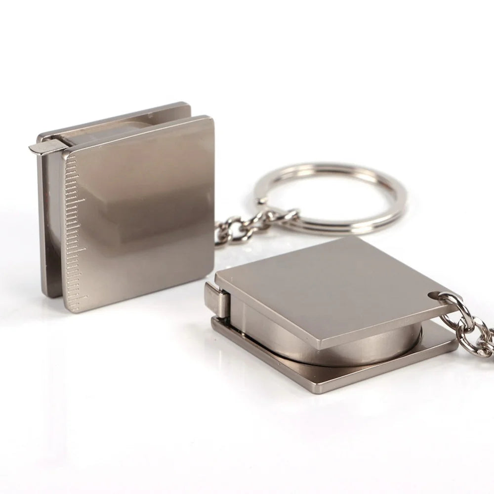 Factory sell Stainless Steel Retractable Ruler Tape Measure Keychain Key Ring Gauging Tools Keyring Pull Ruler