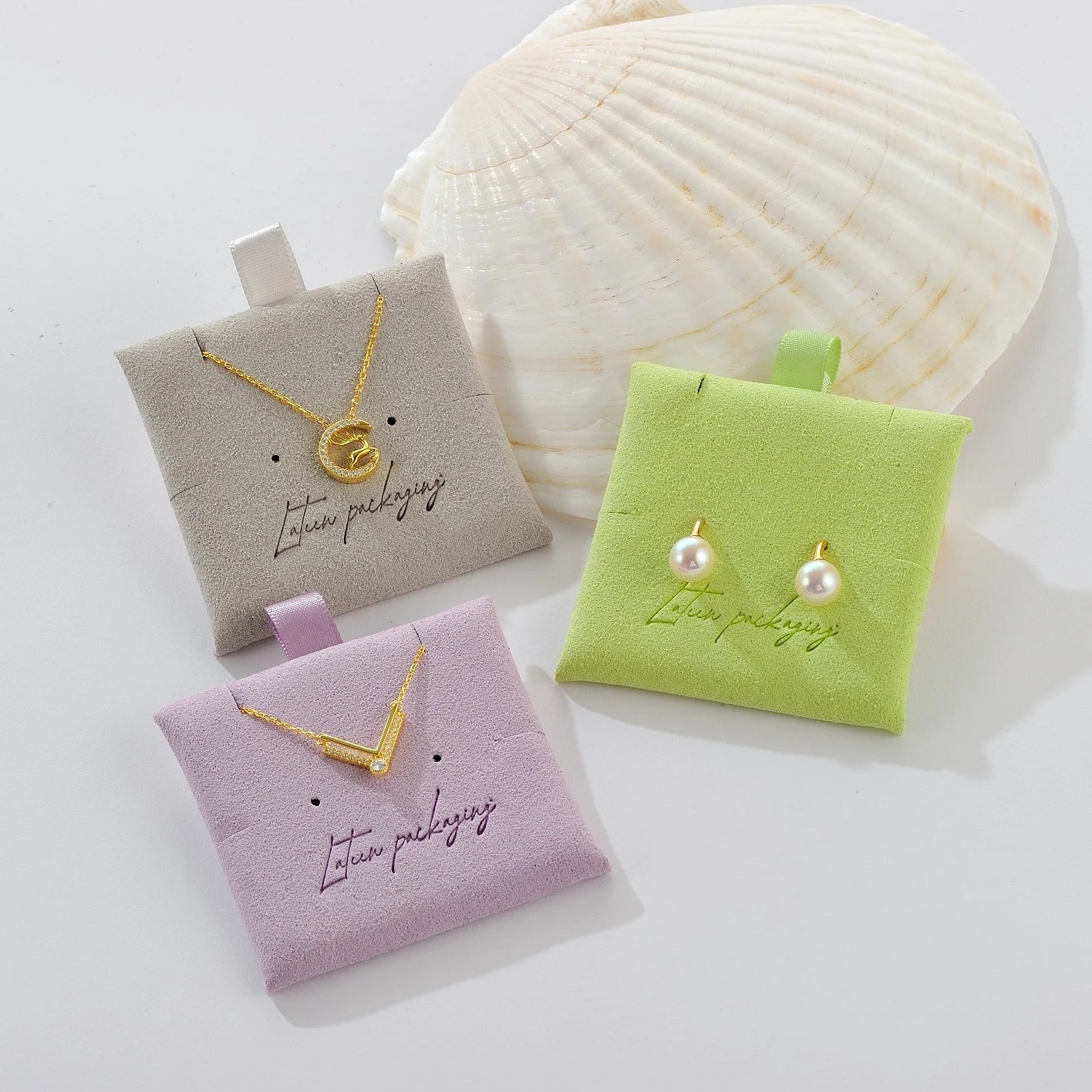 Custom Logo 6*6cm Purple Apple Green Beige Nude Jewelry Packaging Necklace Earring Display Card Jewelry Box Pouch Insert Pad