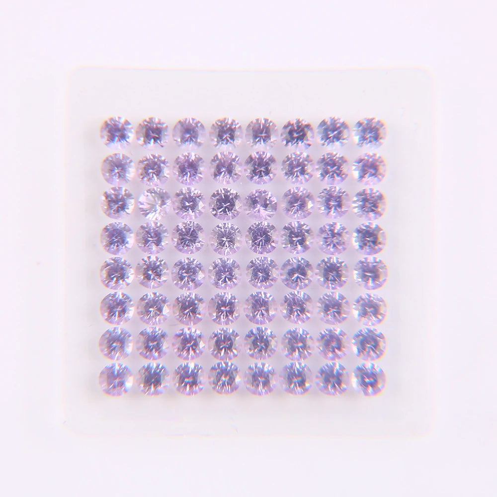 VOAINO 2.0 mm 2.51cts 65 Pcs Light Purple Lavender Amethyst Lilac Sapphire Stone Loose Gemstone in Earrings for Ring