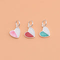 Colorful Enamel Heart Pendant Sterling Silver Double Color Heart Necklace Charm Minimalist Jewelry Supplies