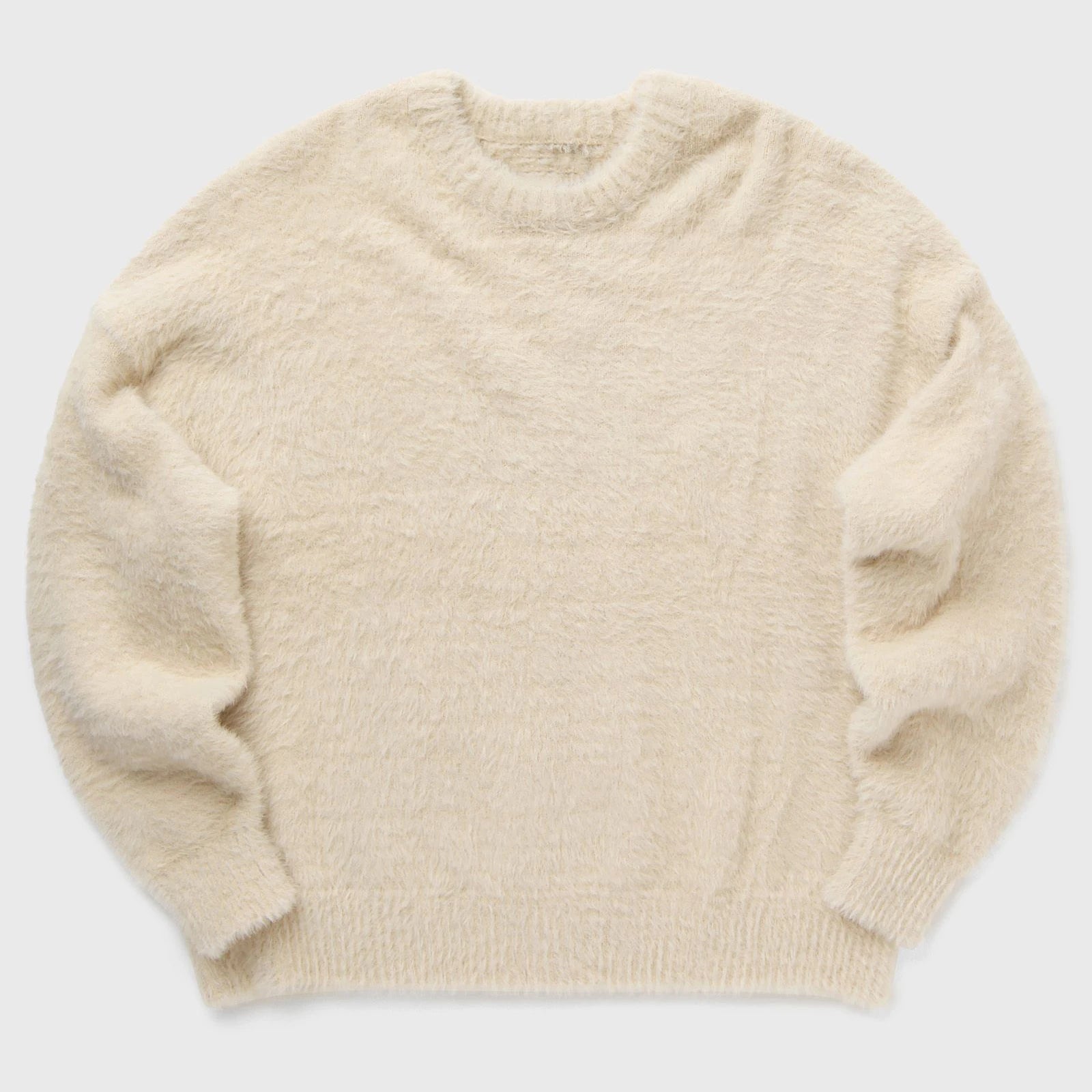 Custom Logo Winter Long Sleeve Crew Neck Fuzzy Men's Sweater Breathable Knit Pullover Top Made of Mohair Knitwear