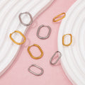 JOOLIM  High End 18K Gold Plated Oval Huggie Earrings for Women Stainless Steel Earrings Wholesale