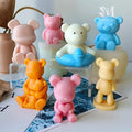 J-3D Cute Cartoon Violent Bear Silicone Candle Mold Plaster Figure Ornaments DIY Scented Candle Mold for House Decoration CE