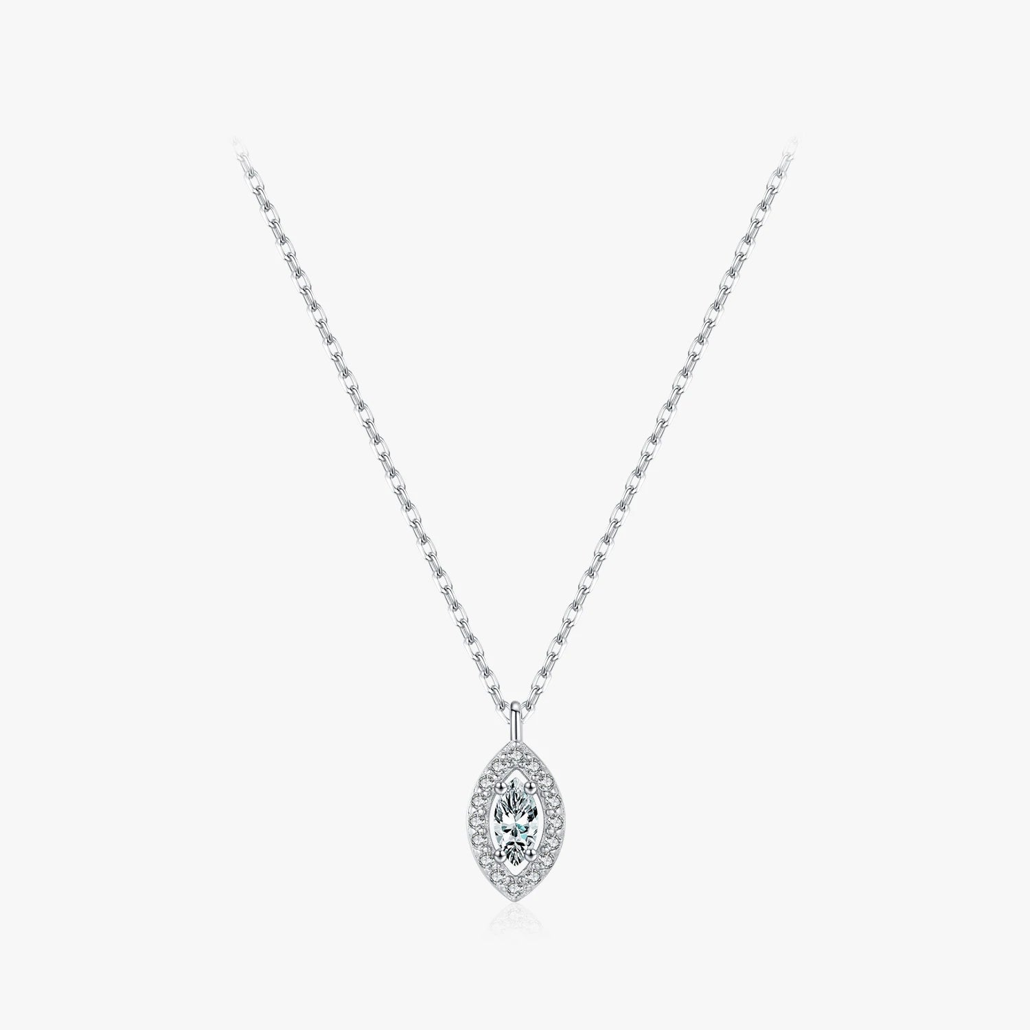 925 Sterling Silver Trendy Gold Color Link Chain Marquise Cut Sparkling Zirconia Pendant Necklace for Women