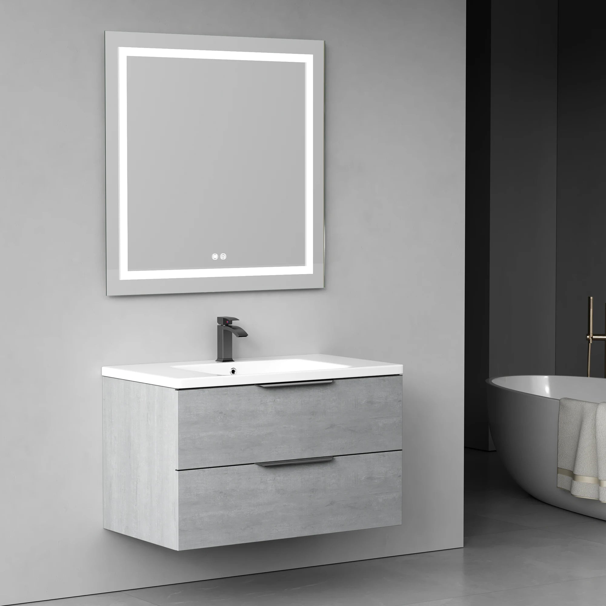 Modern Solid Wood Bathroom Furniture Hanging Cabinet Plywood Wall Hung Bathroom Cabinet with Sink
