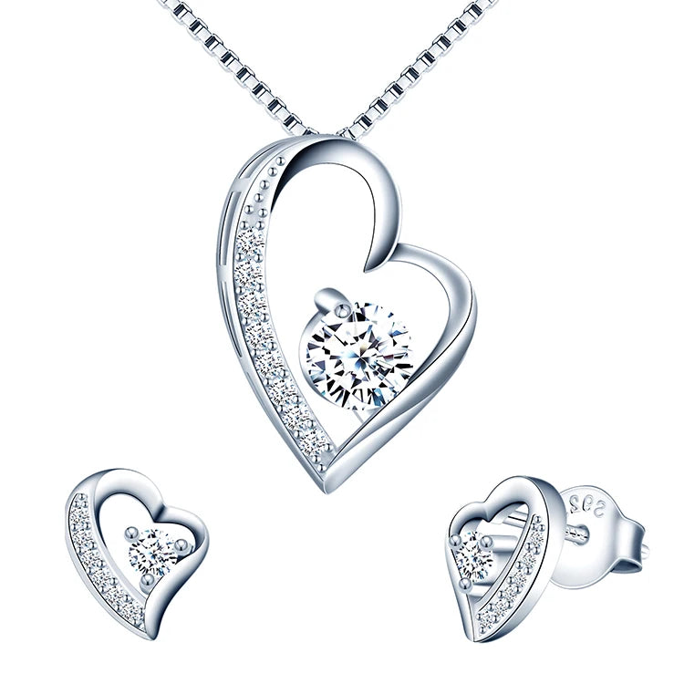 925 Sterling Silver Irregular Love Heart Pendant Earrings for Weddings Gifts Parties Engagements Anniversaries Featuring Zircon