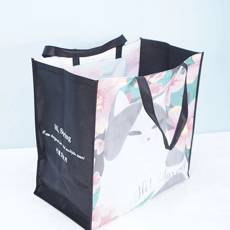 Fast Delivery Eco Biodegradable Fancy Black Cute Pla Non Woven Shopping Bags