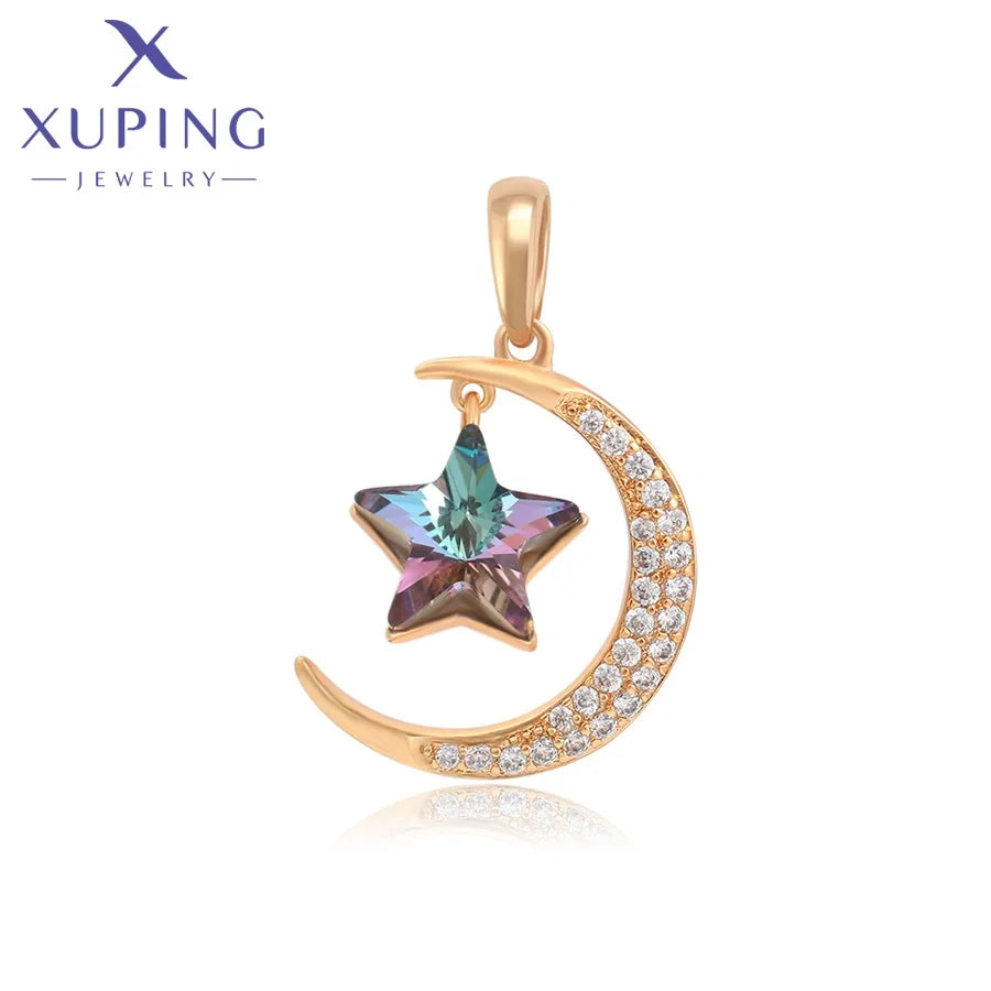 A00623260 XUPING Jewelry 18k Gold Color Plated Fashion Moon and Star Women Big Pendant
