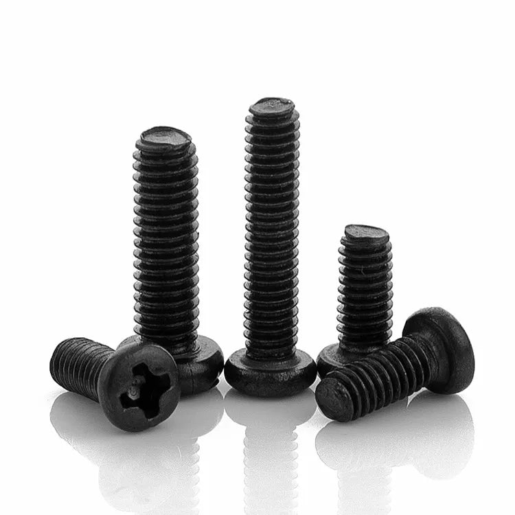Black Oxide Carbon Steel Machine Screw Cross Recessed Phillips Pan Mushroom Head Metric M3 to M6 for Various Applications